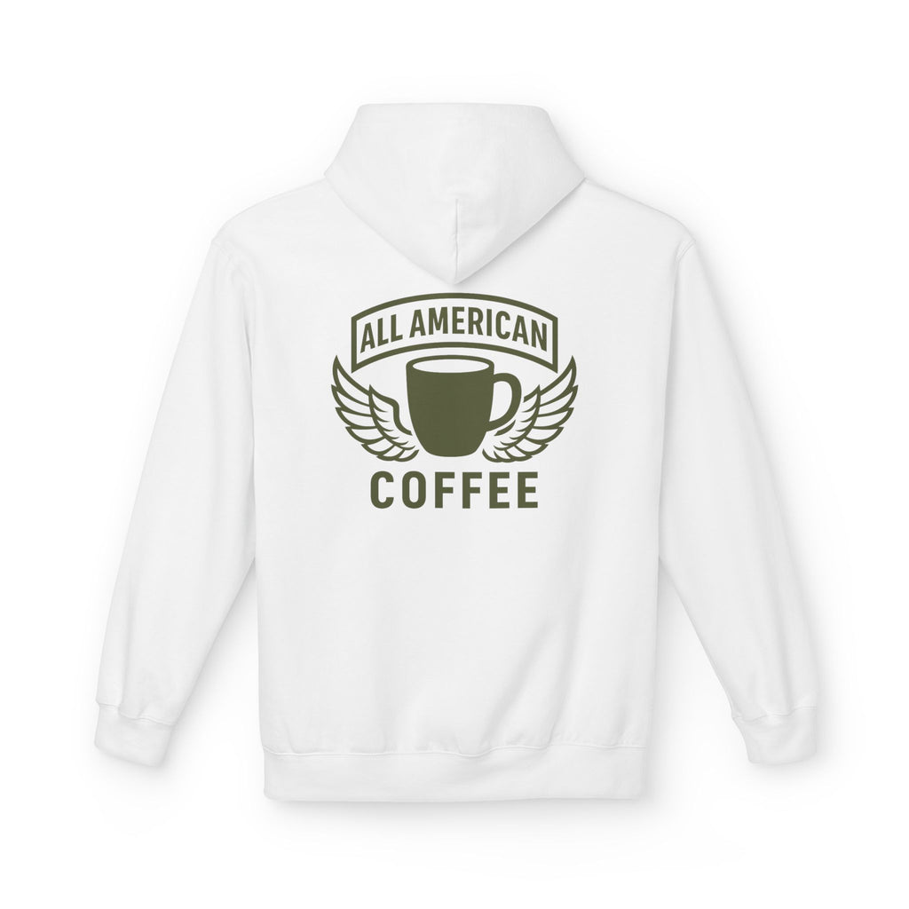 All American Coffee Hoodie — Winged Coffee Cup Graphic